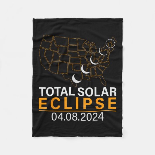 Solar Eclipse 2024 Map Eclipse 8. April 2024 Eclip Fleecedecke (Vorderseite)