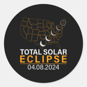 Solar Eclipse 2024 Map Eclipse 8. April 2024 Eclip Runder Aufkleber