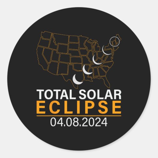 Solar Eclipse 2024 Map Eclipse 8. April 2024 Eclip Runder Aufkleber (Vorderseite)