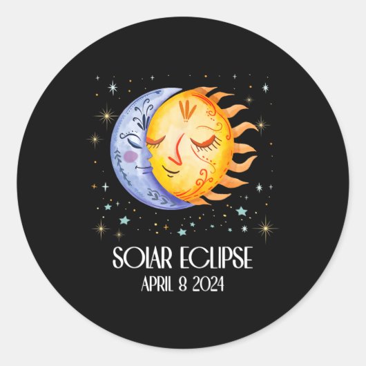 Solar Eclipse 2024 Niedlich Solar Eclipse Kids Boy Runder Aufkleber (Vorderseite)