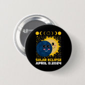 Solar Eclipse 2024 Niedlicher Kleinkinderjunge Ges Button (Vorne & Hinten)