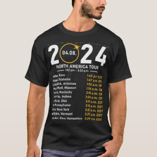 Solar Eclipse 2024 North America Tour Staat Totali T-Shirt