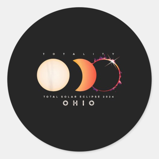 Solar Eclipse 2024 Ohio Total Eclipse America Grap Runder Aufkleber (Vorderseite)