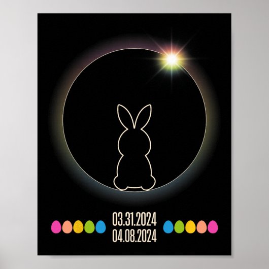 Solar Eclipse 2024 Osterhase Eier Poster (Vorne)