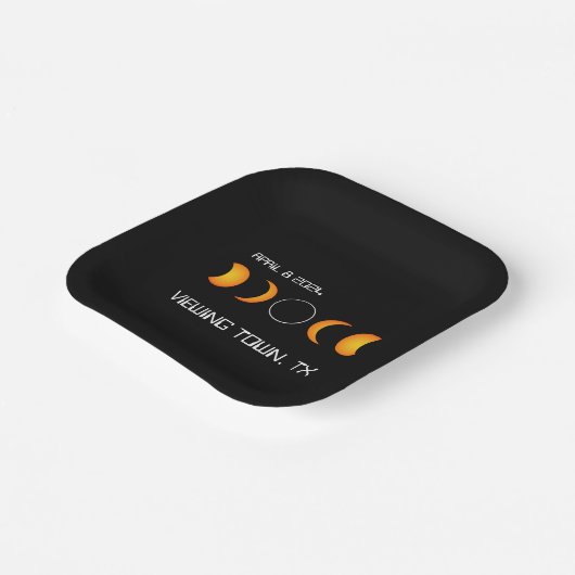 Solar Eclipse 2024 Personalisiert Town Staat insge Pappteller (Gewinkelt)