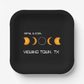 Solar Eclipse 2024 Personalisiert Town Staat insge Pappteller (Vorderseite)