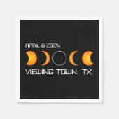 Solar Eclipse 2024 Personalisiert Town Staat insge Serviette (Vorderseite)