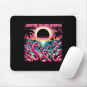 Solar Eclipse 2024 Retro Flamingos Flockin#39; zu Mousepad (Mit Mouse)