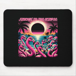 Solar Eclipse 2024 Retro Flamingos Flockin#39; zu Mousepad