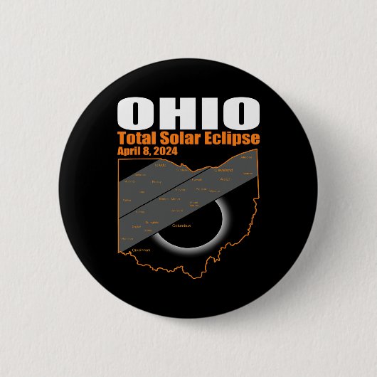 Solar Eclipse 2024 Staat Ohio Karte Gesamtsolaranl Button (Vorderseite)