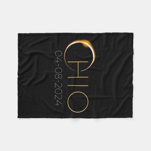 Solar Eclipse 2024 Staat Ohio Total Solar Eclipse Fleecedecke (Vorderseite (Horizontal))