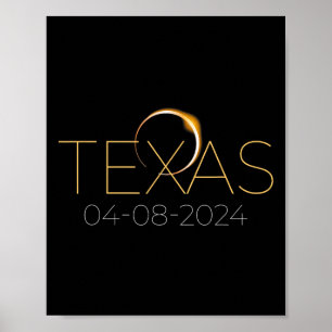Solar Eclipse 2024 Staat Texas Total Solar Eclipse Poster