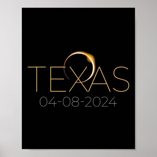 Solar Eclipse 2024 Staat Texas Total Solar Eclipse Poster (Vorne)