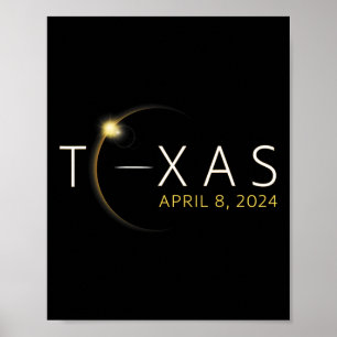 Solar Eclipse 2024 Staat Texas Total Solar Eclipse Poster