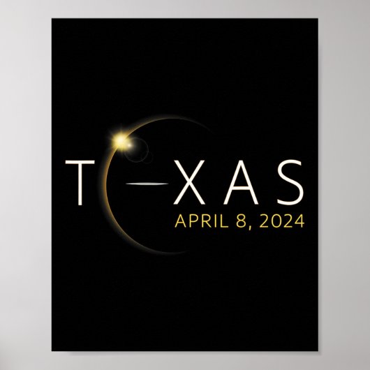Solar Eclipse 2024 Staat Texas Total Solar Eclipse Poster (Vorne)