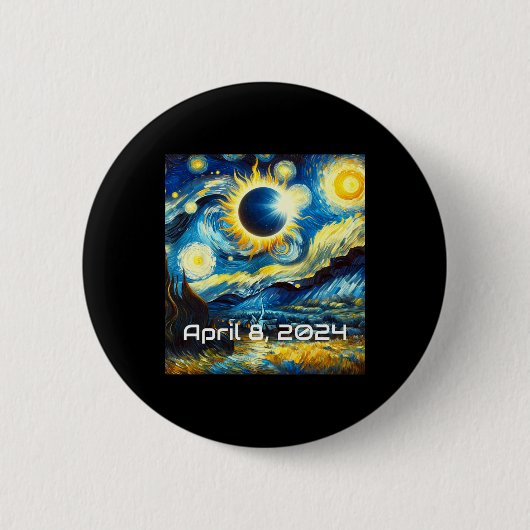 Solar Eclipse 2024 Starry Night Painting Van Gogh Button (Vorderseite)