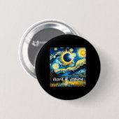 Solar Eclipse 2024 Starry Night Painting Van Gogh Button (Vorne & Hinten)