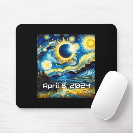 Solar Eclipse 2024 Starry Night Painting Van Gogh Mousepad (Mit Mouse)