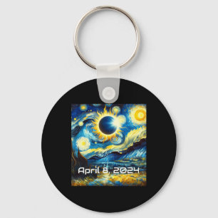 Solar Eclipse 2024 Starry Night Painting Van Gogh Schlüsselanhänger