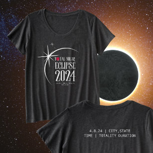 Solar Eclipse 2024 T - Shirt für Standort und Uhrz