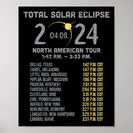 Solar Eclipse 2024 Totalität April 8 Männer Frauen Poster (Vorne)