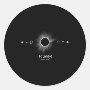 Solar Eclipse 2024 Totalität Runder Aufkleber
