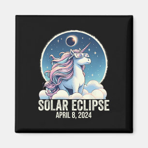 Solar Eclipse 2024 Unicorn Wearing Brillen 8. Apri Magnet