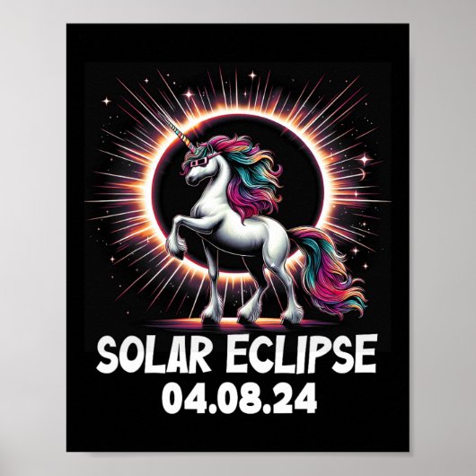 Solar Eclipse 2024 Unicorn Wearing Solar Eclipse G Poster (Vorne)