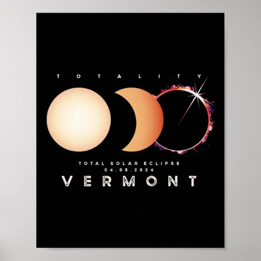 Solar Eclipse 2024 Vermont Total Eclipse Astronomi Poster (Vorne)