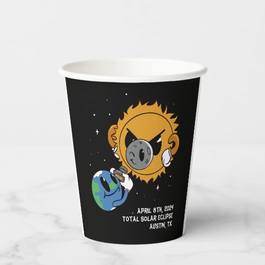 Solar Eclipse 2025 FotoTram Personalisiert Pappbecher (Rückseite)