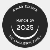 Solar Eclipse 2025 Personalisiert Runder Aufkleber (Vorderseite)