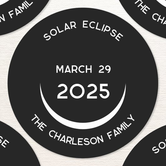 Solar Eclipse 2025 Personalisiert Runder Aufkleber