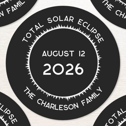 Solar-Eclipse 2026 insgesamt Personalisiert Runder Aufkleber