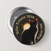 Solar Eclipse 2026 sun cat Button (Vorne & Hinten)