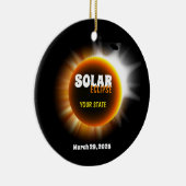 Solar Eclipse 3/29/2025 Benutzerdefinierter Text Keramik Ornament (Rechts)