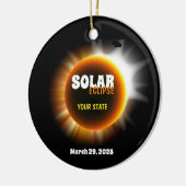 Solar Eclipse 3/29/2025 Benutzerdefinierter Text Keramik Ornament (Links)