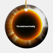 Solar Eclipse 3/29/2025 Benutzerdefinierter Text Keramik Ornament (Hinten)