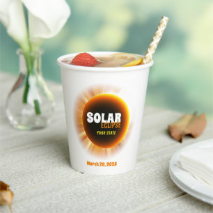 Solar Eclipse 3/29/2025 Benutzerdefinierter Text Pappbecher