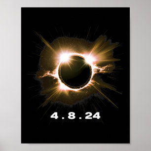Solar Eclipse 4.8.24 Totality Event 2024 Souvenir Poster