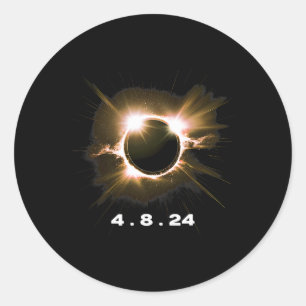 Solar Eclipse 4.8.24 Totality Event 2024 Souvenir Runder Aufkleber