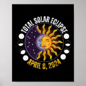 Solar-Eclipse 8-4-2024 Eclipse mit Sun Poster (Vorne)