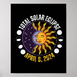 Solar-Eclipse 8-4-2024 Eclipse mit Sun Poster