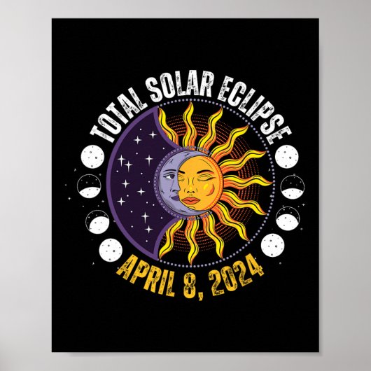 Solar-Eclipse 8-4-2024 Eclipse mit Sun Poster (Vorne)