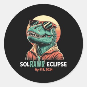 Solar Eclipse 8. April 2024 Eclipse Kids Boys Trex Runder Aufkleber