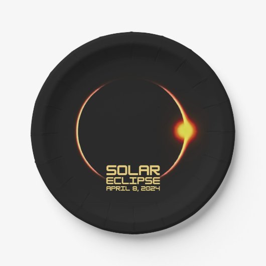 Solar Eclipse 8. April 2024 Pappteller (Vorderseite)