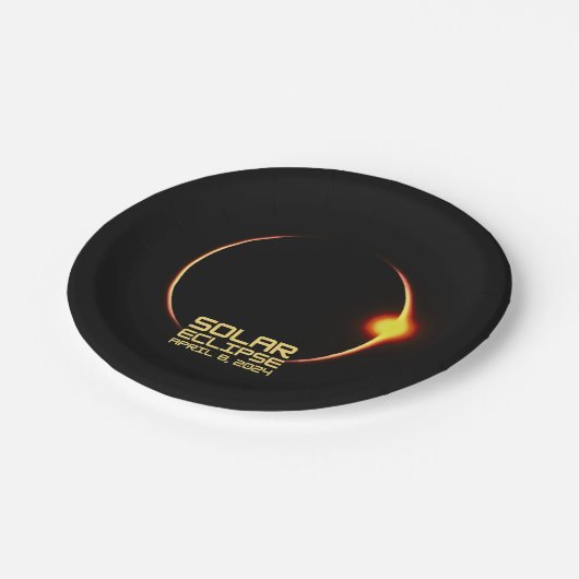 Solar Eclipse 8. April 2024 Pappteller (Schrägansicht)