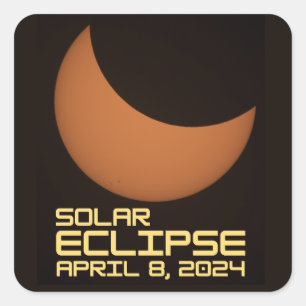 Solar Eclipse 8. April 2024 Quadratischer Aufkleber