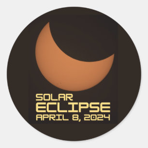 Solar Eclipse 8. April 2024 Runder Aufkleber