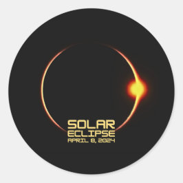 Solar Eclipse 8. April 2024 Runder Aufkleber