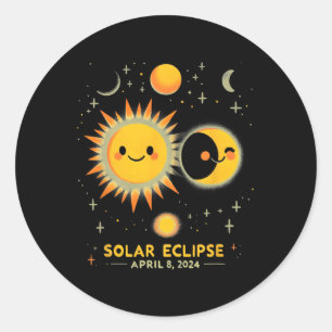 Solar Eclipse 8. April Gesamtsolarausstrahler 2024 Runder Aufkleber